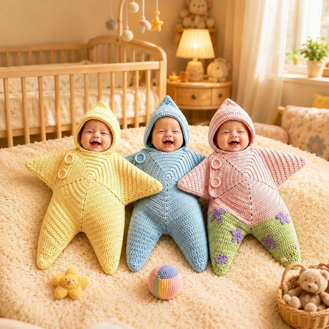 Crocheted Star-Shaped Baby Sleeping Bag