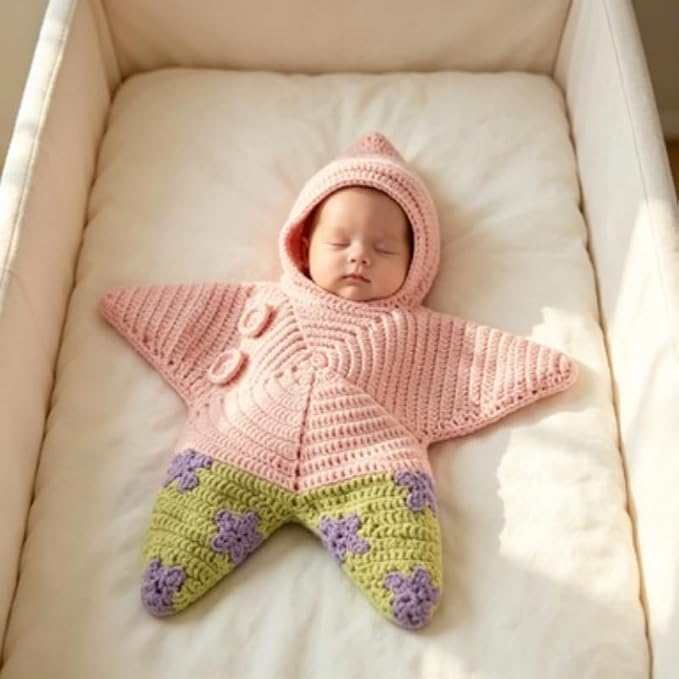 Crocheted Star-Shaped Baby Sleeping Bag