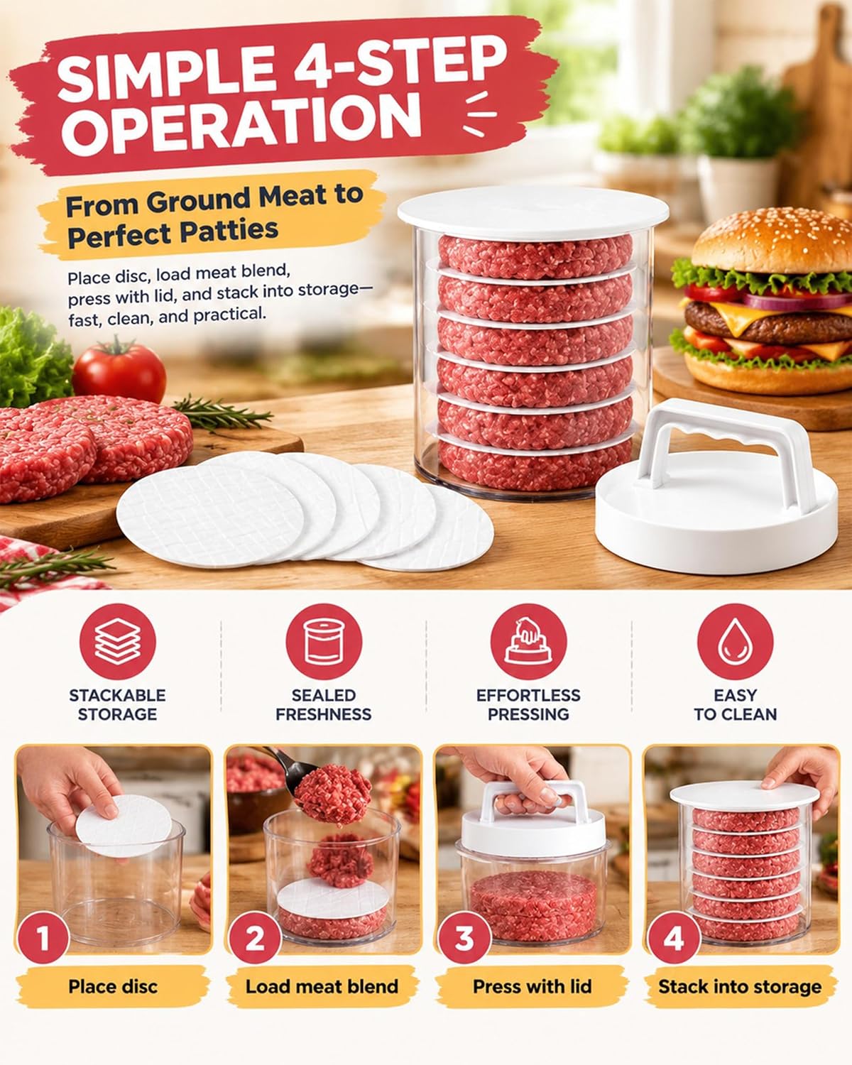 Burger Press for Perfect Shaped Patties On The Go