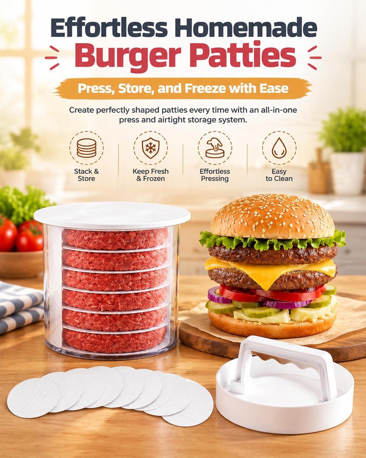 Burger Press for Perfect Shaped Patties On The Go