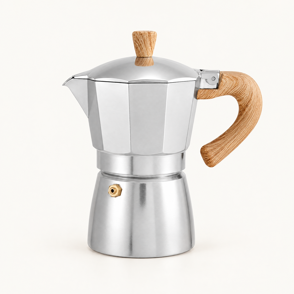 Dolce Mattina Italian Moka Pot in Milano Silver, studio shot