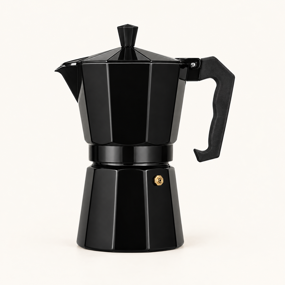 Dolce Mattina Italian Moka Pot in Nero Classic, studio shot