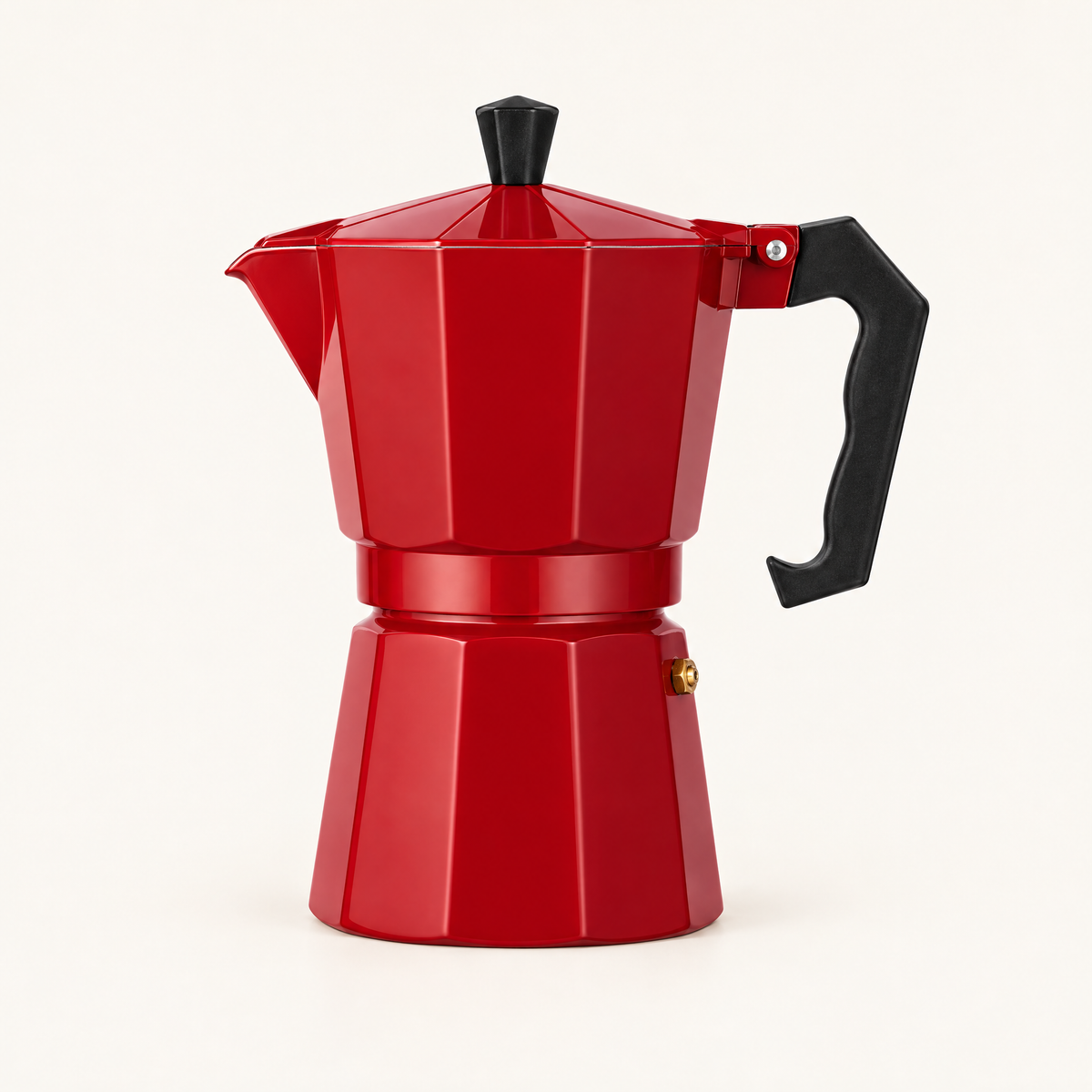 Dolce Mattina Italian Moka Pot in Rosso Classic, studio shot