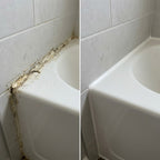 Bathtub caulk before and after