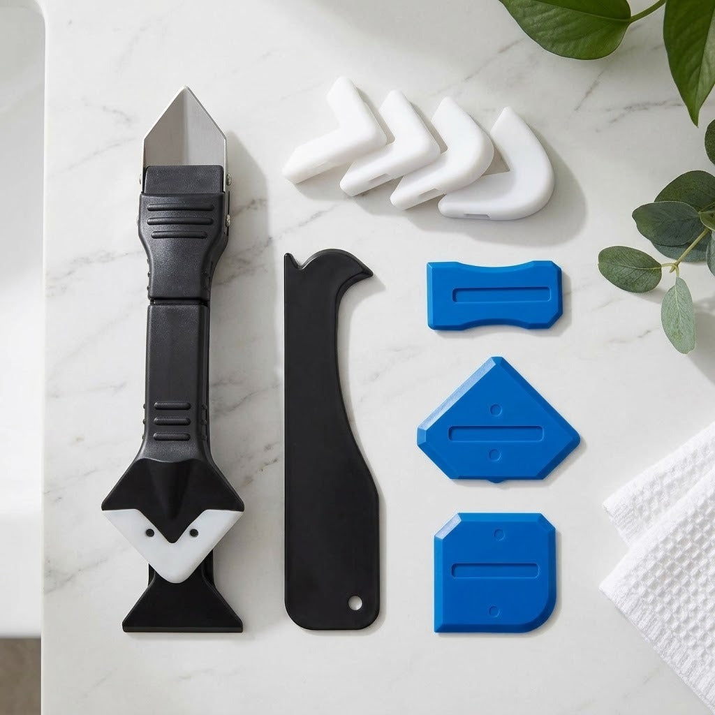 CaulkSmooth caulking tool kit with silicone heads and scrapers