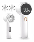 FuzzAway fabric shaver in white with 2 spare blades
