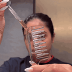 Filling RootGlide and applying oil along the hair part