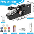 Handheld sewing machine size guide: 8.07 in long, 2.64 in tall, 1.26 in wide