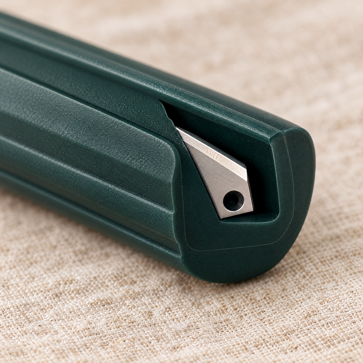 Green SnapCut hidden safety blade close up