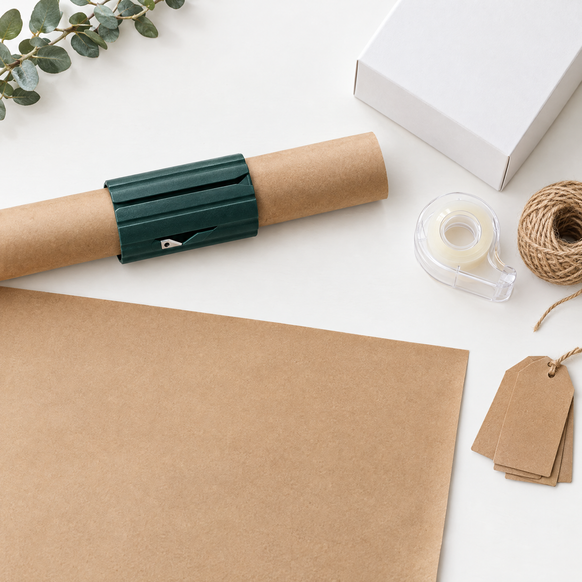 Green SnapCut on kraft paper at a wrapping station
