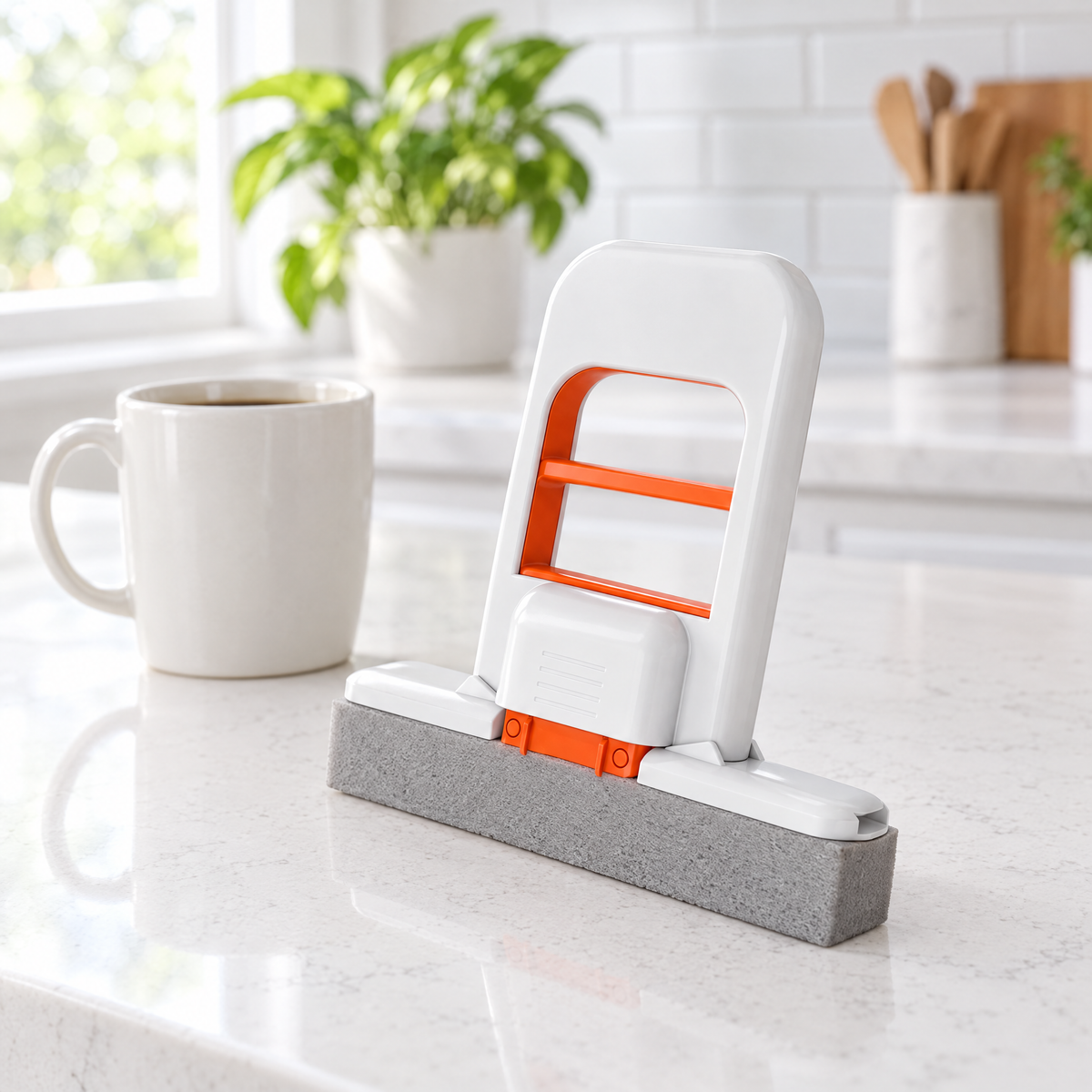 SpillSwipe mini sponge mop standing on a kitchen counter