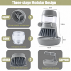 SudsPress parts and size: 9.5 cm tall, 10 cm stand